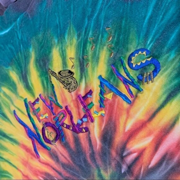 Vintage Tie Dye New Orleans Embroidered Tee - Picture 2 of 8